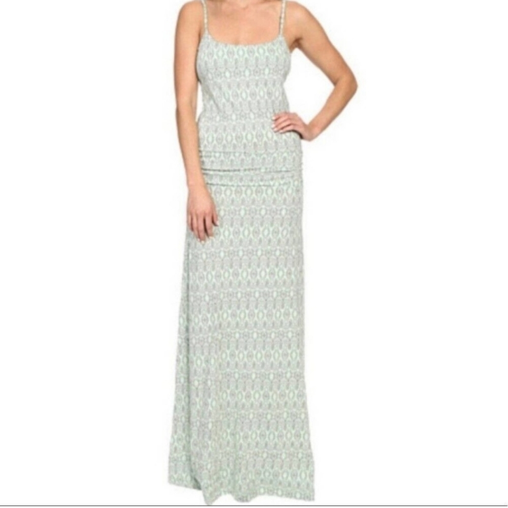 Toad&Co Green Patterned Cotton Tencel Maxi Dress with Pocket, Sz M